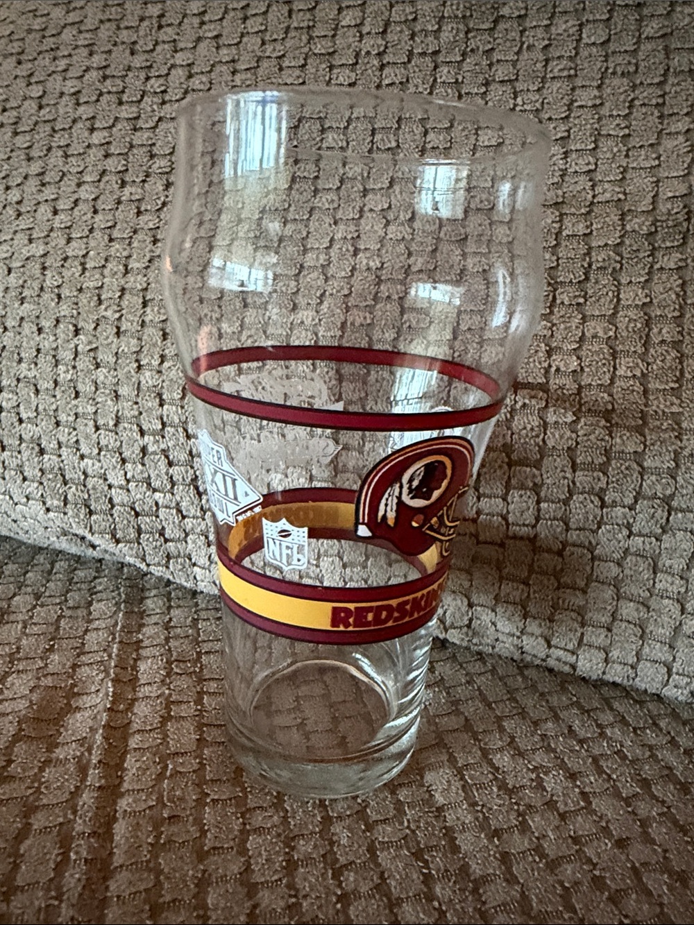 Washington Redskins NFL Drinking Glass Coca Cola Super Bowl XXII